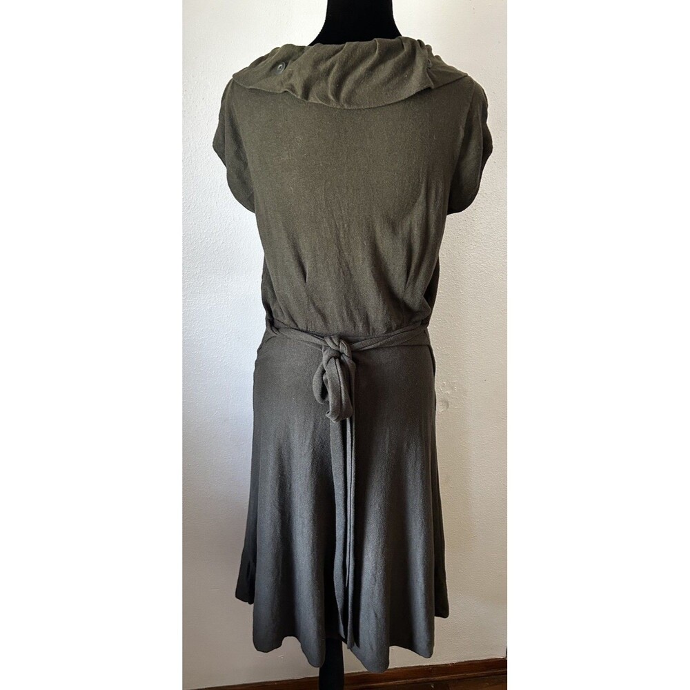 Anthropologie Sparrow Green Cotton/Cashmere Belted Midi Knit Dress Size Medium - Picture 4 of 12